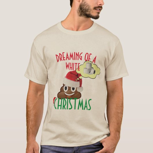 白いクリスマスのウンチ絵文字の夢おもしろいを見る Tシャツ (正面)