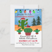 白いクリスマスのサボテン夢を見るパーティー 招待状 (正面)