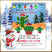 白いクリスマスのサボテン夢を見るパーティー 招待状