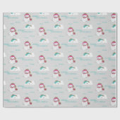 白いクリスマスのホッキョクグマ ラッピングペーパー (フラット)