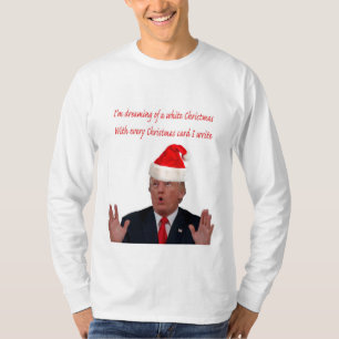 白いクリスマスの夢を見るトランプ Tシャツ