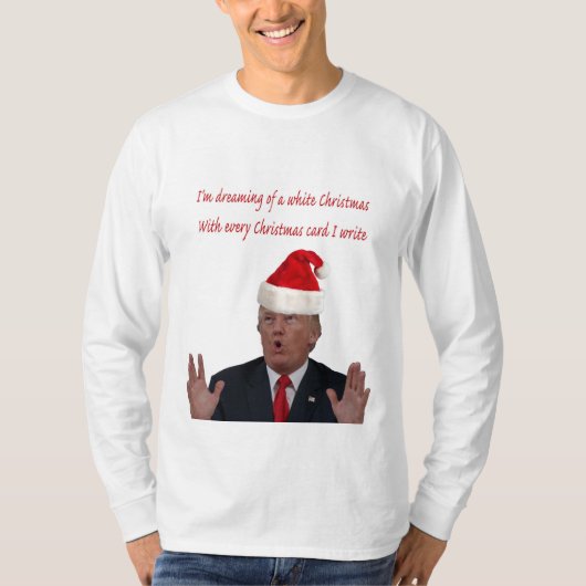 白いクリスマスの夢を見るトランプ Tシャツ (正面)