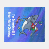 白いクリスマスの夢素晴らしを見ること フリースブランケット (正面(横))