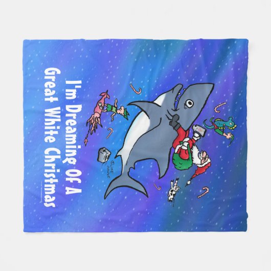 白いクリスマスの夢素晴らしを見ること フリースブランケット (正面(横))