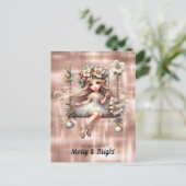 白いクリスマスの妖精メリーと明るい シーズンポストカード (スタンド正面)