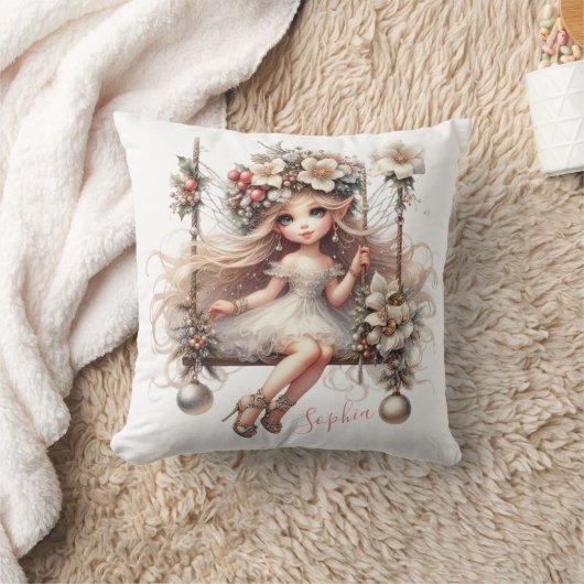 白いクリスマスの妖精 クッション (ブランケット)