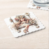 白いクリスマスの妖精 ペーパーコースター (アングル)