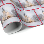 白いクリスマスの教会と雪の結晶 ラッピングペーパー (ロールコーナー)