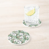 白いクリスマスの花と赤い果実のパターン コースター (側面)