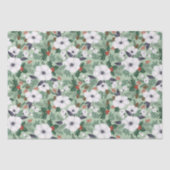 白いクリスマスの花と赤い果実のパターン 薄葉紙 (正面)