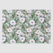 白いクリスマスの花と赤い果実のパターン 薄葉紙 (正面)