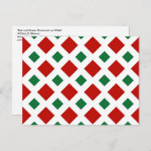 白いクリスマスの赤と緑のダイヤモンド ポストカード (正面/裏面)