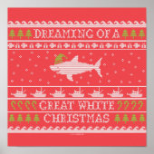 白いクリスマスの醜素晴らしいセーター赤の夢を見る ポスター (正面)