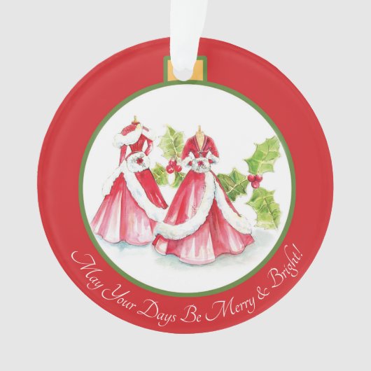 白いクリスマスの飾りの夢 オーナメント (正面)