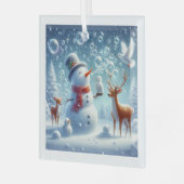 白いクリスマスの飾り ガラスオーナメント (正面左)