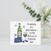 白いクリスマスを夢見るワイおもしろいンアートギフト シーズンポストカード (スタンド正面)