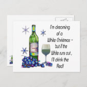 白いクリスマスを夢見るワイおもしろいンアートギフト シーズンポストカード (正面/裏面)