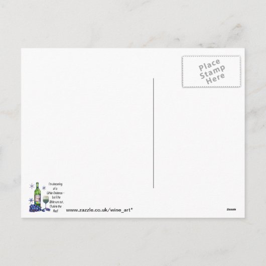 白いクリスマスを夢見るワイおもしろいンアートギフト シーズンポストカード (裏面)