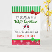 白いクリスマスを夢見るワインユーモアおもしろい カード (黄色い花)