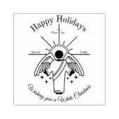 白いクリスマスを祈る天使 ラバースタンプ (インプリント)