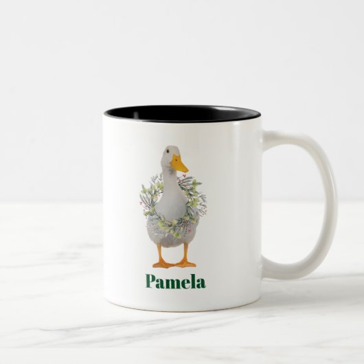 白いクリスマスアヒルを隠す ツートーンマグカップ (右)