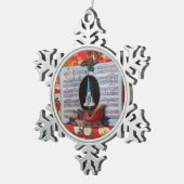 白いクリスマスオルゴールが閉まっている スノーフレークピューターオーナメント (右)