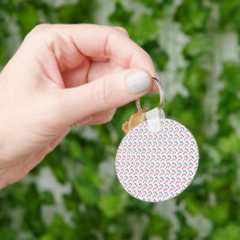 白いクリスマスキャンディーケインのシームレスなパターン キーホルダー