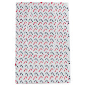 白いクリスマスキャンディーケインのシームレスなパターン ミディアムペーパーバッグ (正面)