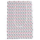 白いクリスマスキャンディーケインのシームレスなパターン ミディアムペーパーバッグ (裏面)