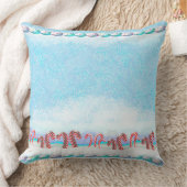 白いクリスマスキャンディーケーンの森 クッション (ブランケット)