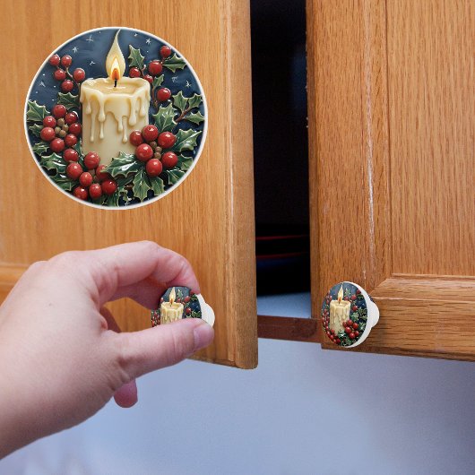 白いクリスマスキャンドル セラミックノブ