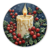 白いクリスマスキャンドル セラミックノブ (正面)