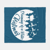 白いクリスマスサンタシーンの夢を見ること フリースブランケット (正面(横))