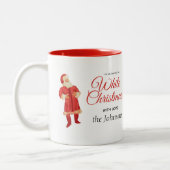 白いクリスマスサンタレトロヴィンテージ ツートーンマグカップ (左)