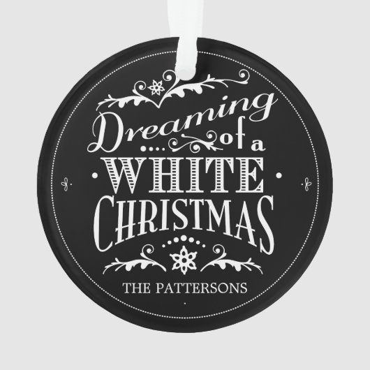 白いクリスマスシャルボードのオーナメントの夢 オーナメント (裏面)