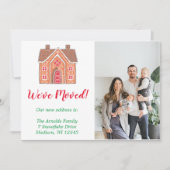 白いクリスマスジンジャーブレッドホームフォトムービング シーズンカード (正面)