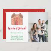 白いクリスマスジンジャーブレッドホームフォトムービング シーズンカード (正面/裏面)