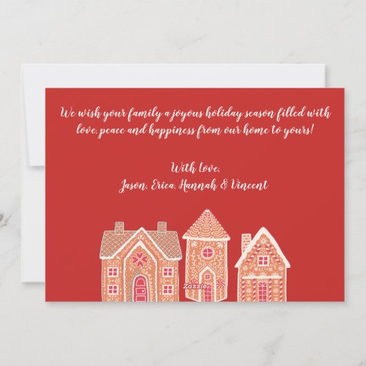 白いクリスマスジンジャーブレッドホームフォトムービング シーズンカード (裏面)