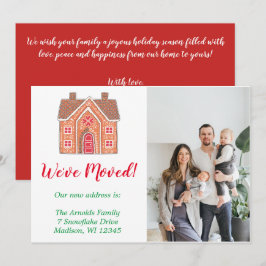 白いクリスマスジンジャーブレッドホームフォトムービング シーズンカード