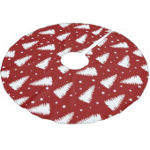 白いクリスマスツリーで赤 ブラッシュドポリエステルツリースカート (アングル)