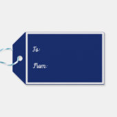白いクリスマスツリーで青いホイルを見る ギフトタグ (裏面横)