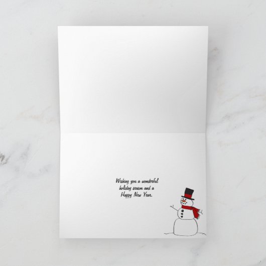 白いクリスマスツリーと赤と黒の格子縞 カード (内部)