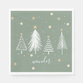 白いクリスマスツリーと金ゴールドパーティー スタンダードランチョンナプキン