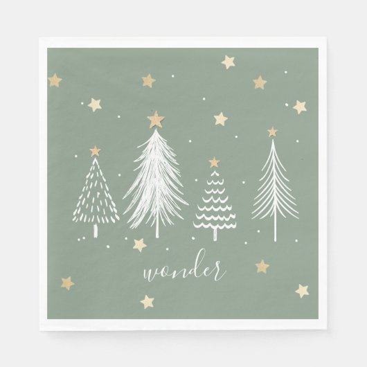 白いクリスマスツリーと金ゴールドパーティー スタンダードランチョンナプキン (正面)