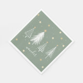 白いクリスマスツリーと金ゴールドパーティー スタンダードランチョンナプキン (角)