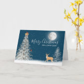 白いクリスマスツリーと鹿カード カード (黄色い花)