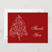 白いクリスマスツリーを赤に付ける ポストカード (正面/裏面)