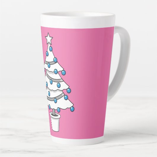 白いクリスマスツリー カフェラテマグ (右アングル)