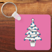 白いクリスマスツリー キーホルダー (正面)