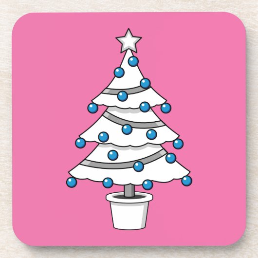 白いクリスマスツリー コースター (正面)